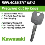 Kawasaki Motorcycle Replacement Key For Ninja 300 Versys Codes 2501-2713. Fixed Price $11.99.