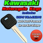 Kawasaki Motorcycle Keys Cut By Replacement For Codes A141411-A144444. Fixed Price $11.99.
