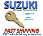 Suzuki Motorcycle Keys Replacement Cut 4 Digit Codes 3111-3555. Fixed Price $11.99.