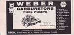 1961 Weber Carburetors Geon Great Neck Ny Print Ad 5"X2.5". Fixed Price $6.95.
