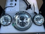 Hwstar Motorcycle 7INCH Led Headlights 4.5INCH Fog Chrome Kits For Harley. Fixed Price $80.00.