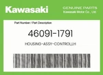 Kawasaki Genuine Housing-assy-control,lh 46091-1791. Fixed Price $167.96.