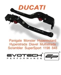 All Ducati's Evotech Performance Long Black Folding Brake & Clutch Levers Set. Fixed Price $203.05.