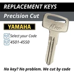 Yamaha Motorcycle Keys XS400 XS1100 DT175 MJ50 QT50 Cut Code 4501-4550. Fixed Price $9.95.