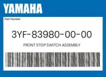 Yamaha Genuine Front Stop Switch Assembly 3YF-83980-00-00. Fixed Price $43.58.