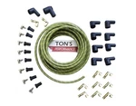 7MM Rajah Ends Cloth Covered Spark Plug Kit Vintage Wires V8 Green Yellow. Fixed Price $124.95.