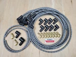 Vintage Cloth Braided Spark Plug Wires Ford Chevy Sbc Bbc Sbf Gray Black Socket. Fixed Price $129.95.